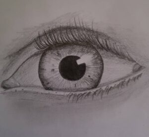Dibujo de un ojo hecho a lápiz.